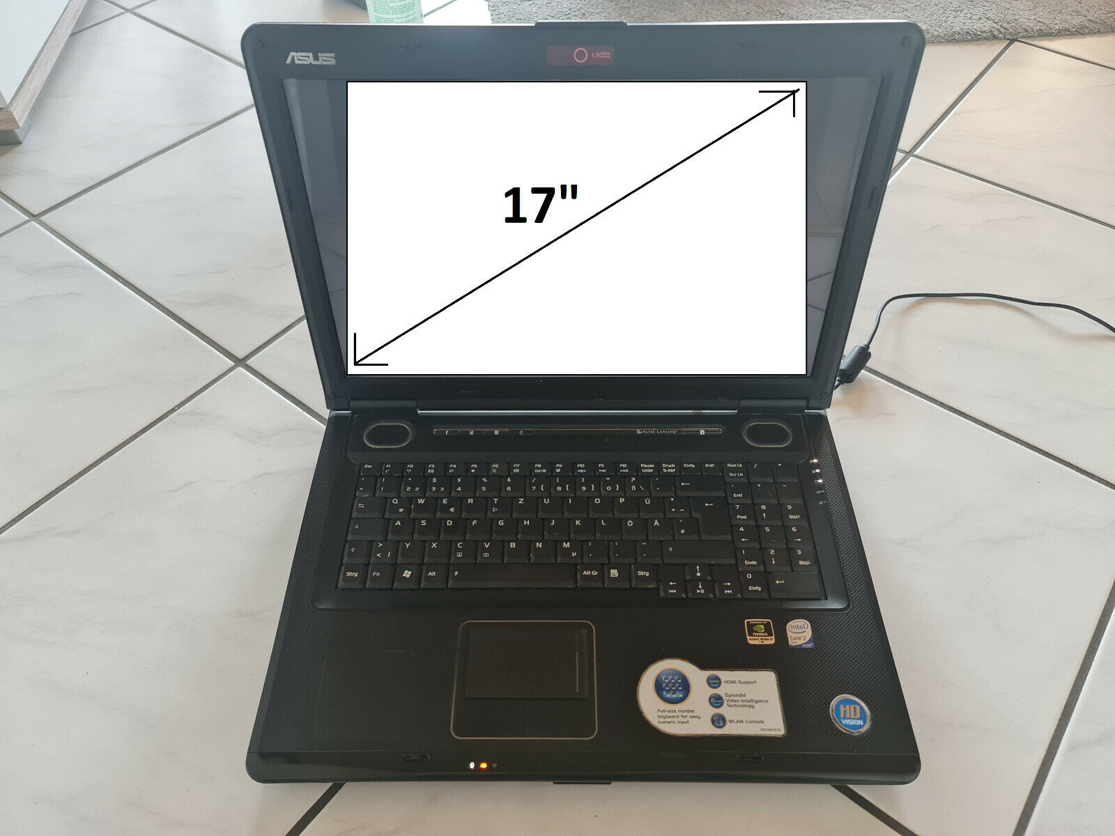 ASUS LAPTOP – PRO72V – Intel Core 2 Duo CPU 2,00 GHZ4 GB RAMNVIDIA GeForce
