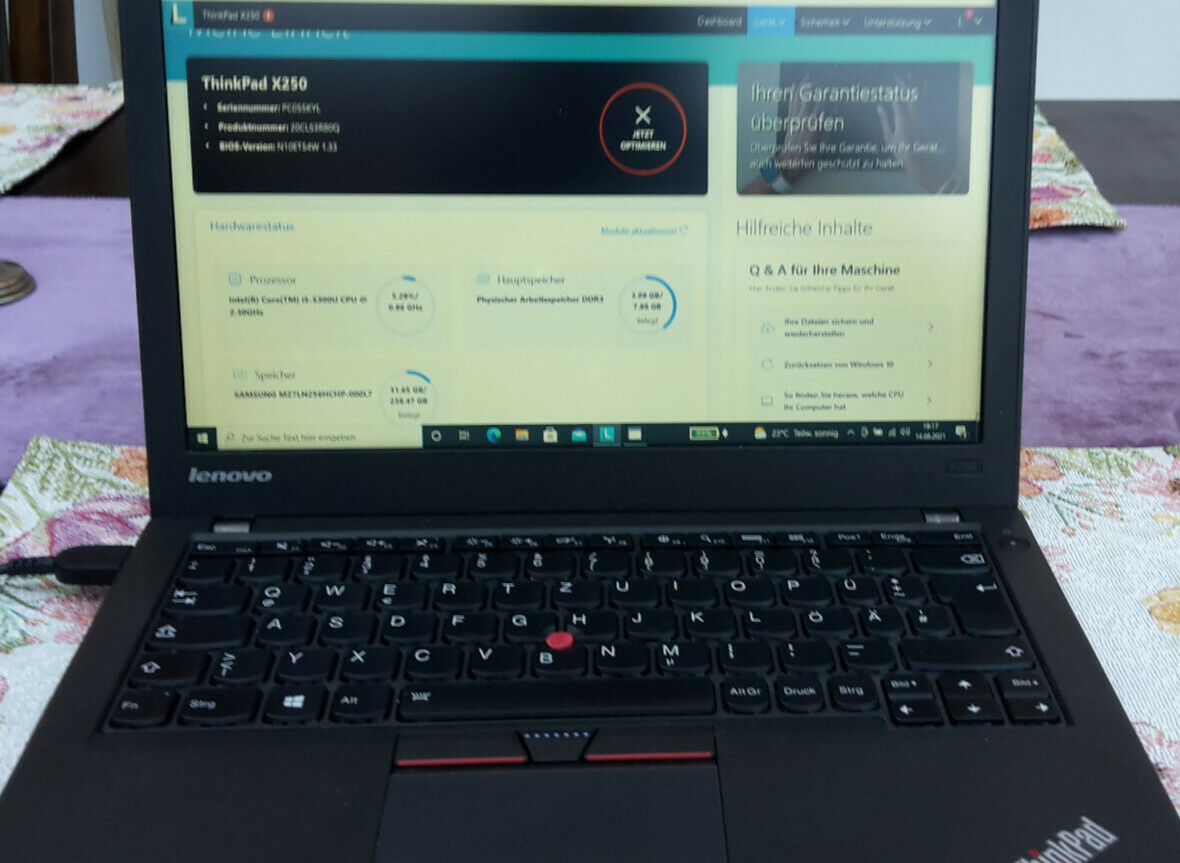 Laptop Lenovo X250 i5 4 Kerne, SSD 256, 8 GB RAM WIN10 pro