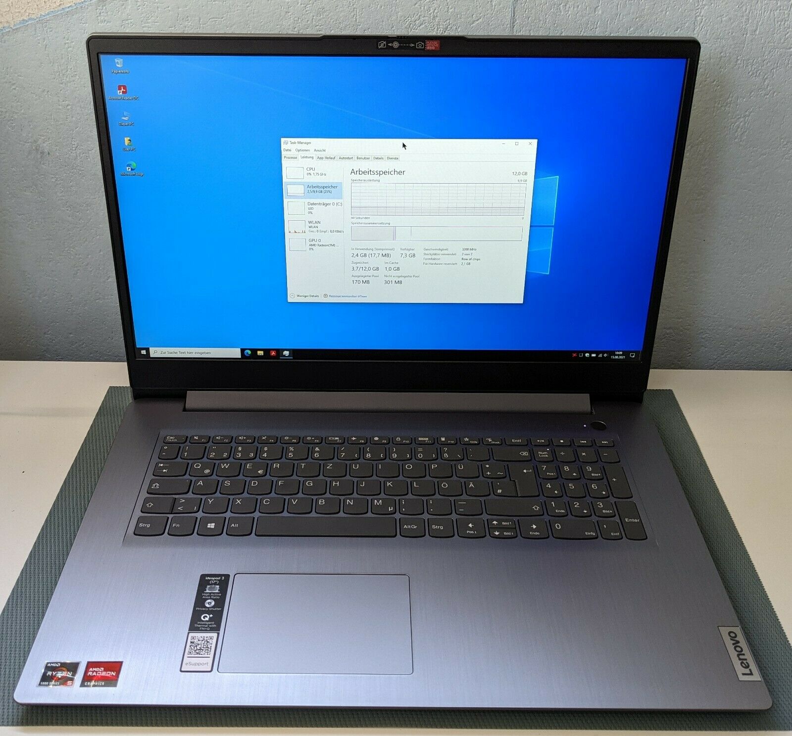 Lenovo 17,3″ Notebook Laptop / Ryzen 5 / 12GB / SSD 256GB / Win 10 Pro / schnell