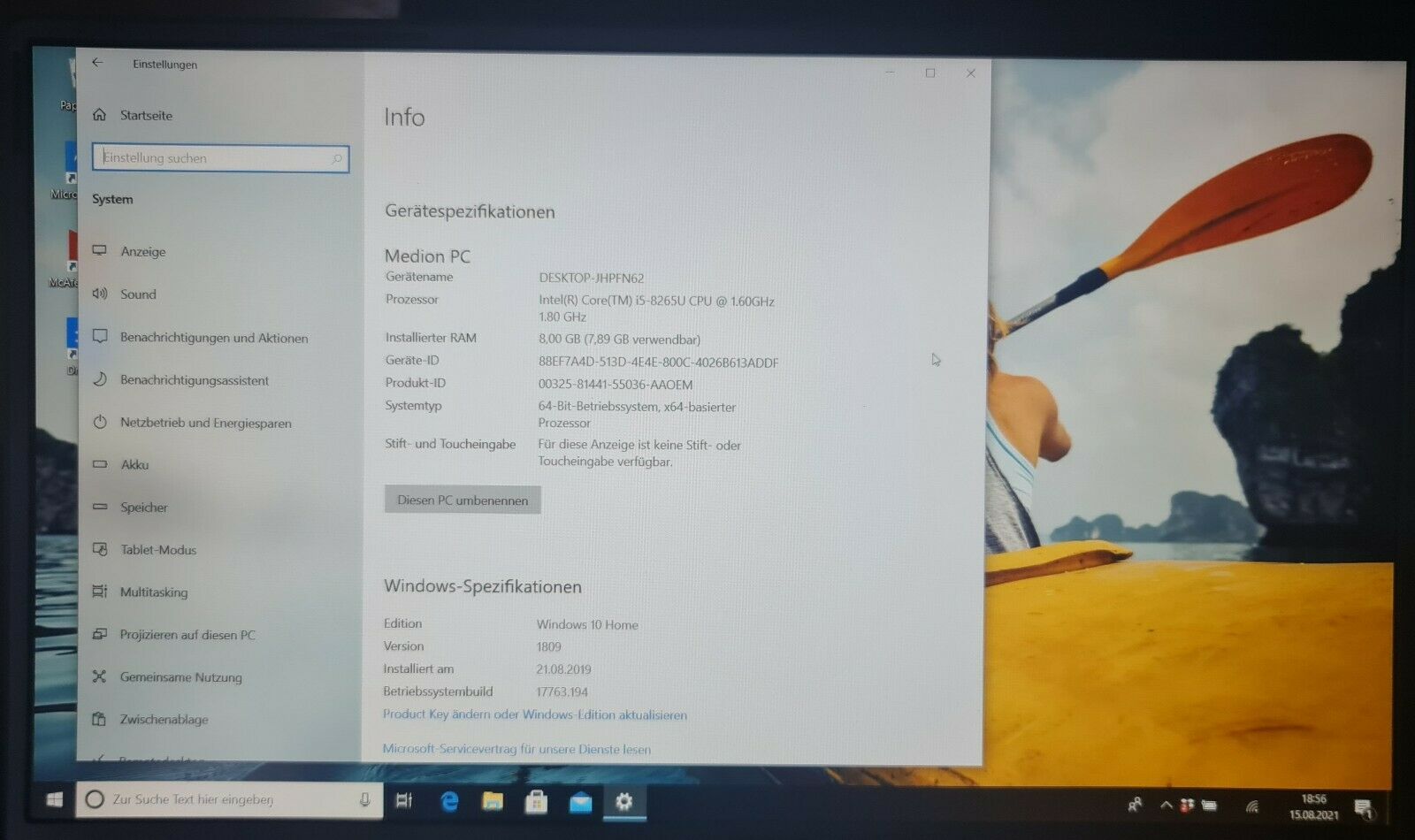 Medion S6445, Laptop 15,6 Zoll, Full HD, 8 GB DDR4, SSD 1024GB 