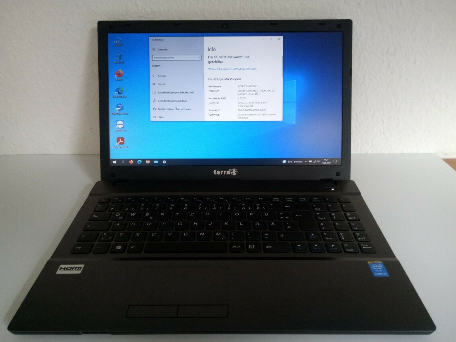 15“ Notebook Terra Mobile 1529H Intel i3 Webcam HDMI DVD USB 3.0 SSD/HDD LESEN!