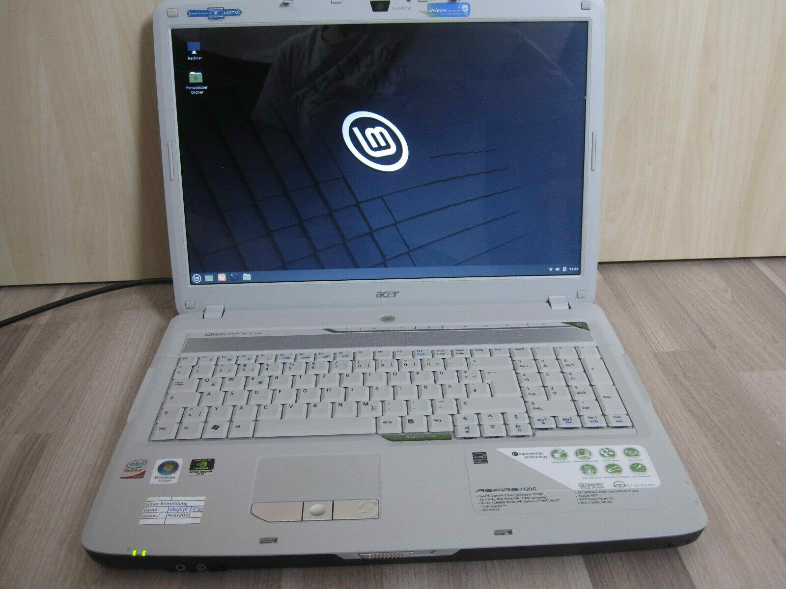 Laptop Acer Aspire 7720G*17’*Intel Core 2 Duo 2,4*4GB RAM*80GB SSD+500GB HDD*