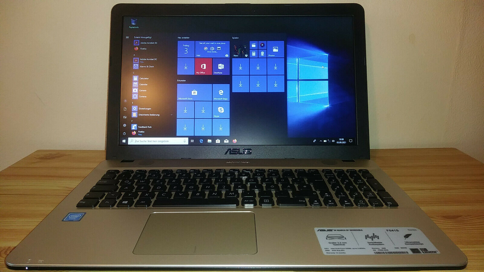 Asus F541SA 15,6 Zoll HD-500GB Festpl. Windows10