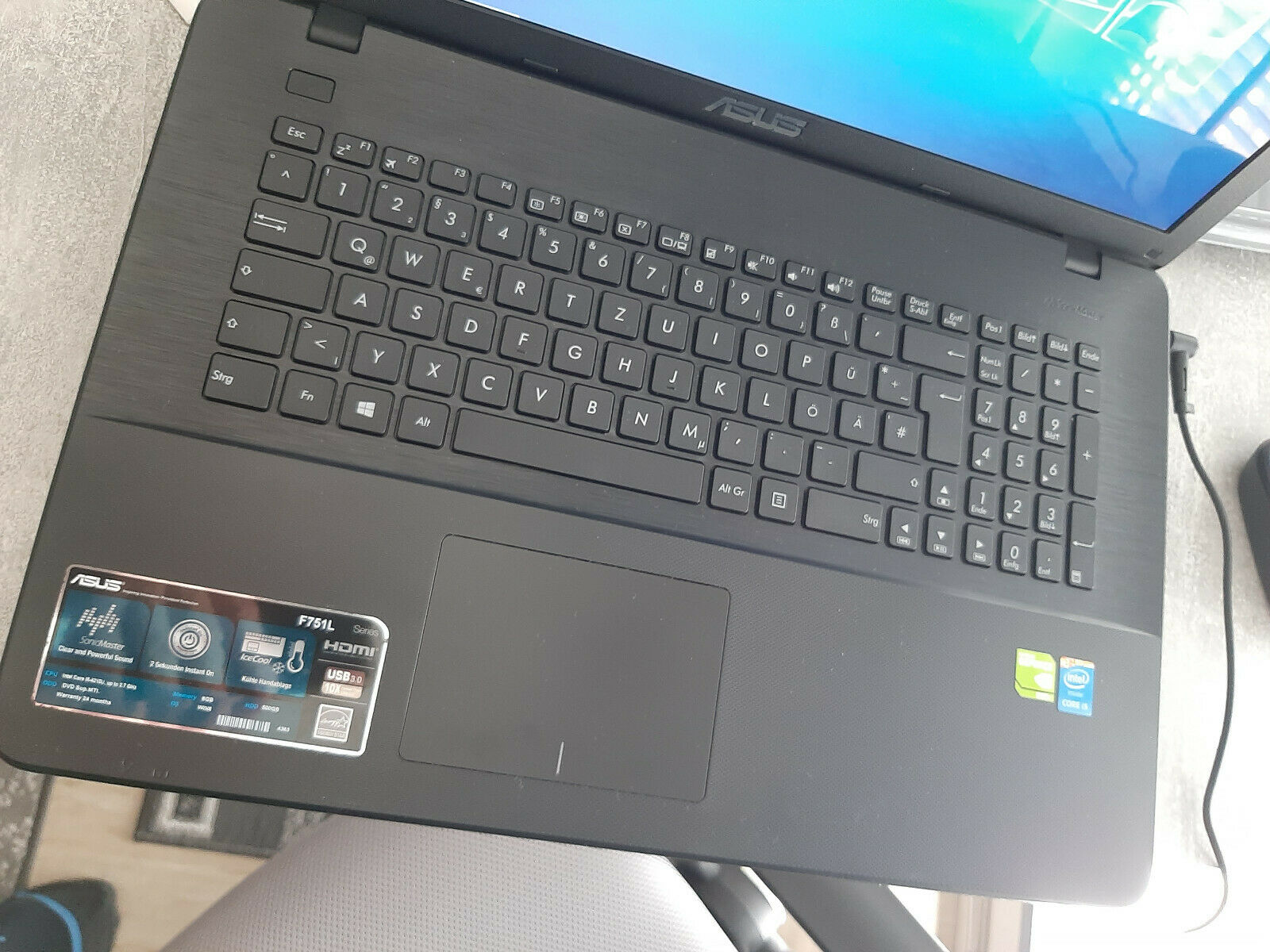 ASUS X751LD Laptop i5-4210U 8GB RAM 250GB SSD Nvidia GT 820M 2GB Win10 Home